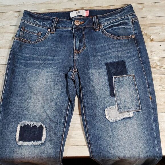 Cabi 5308 Slim Boyfriend Patchy Patched Jeans Patchwork Denim Size 2 Grunge Punk - Picture 4 of 9